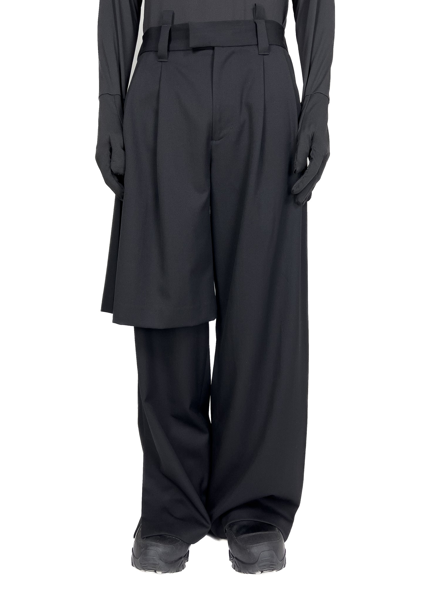 Asymmetric layered trousers