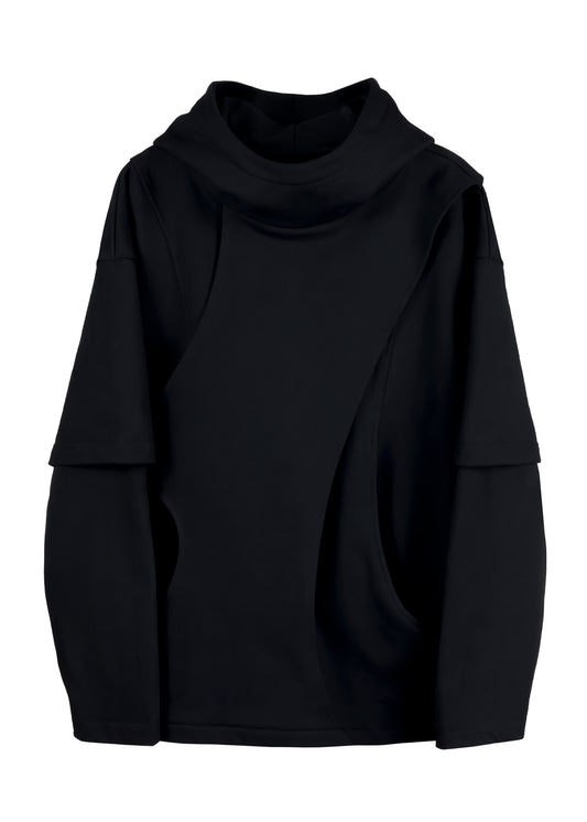 3 layer curved line hoodie