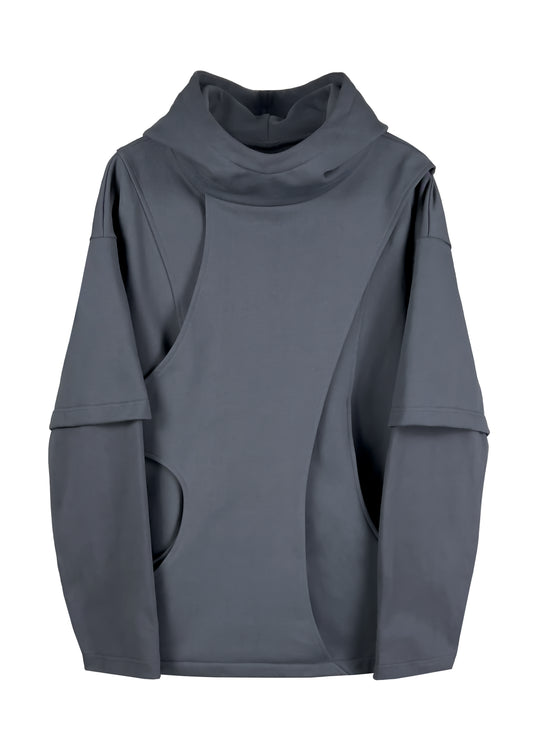 3 layer curved line hoodie